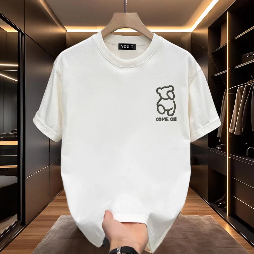 Oversized Fit T-Shirt "COME ON Bear" Men's Cotton Shirt