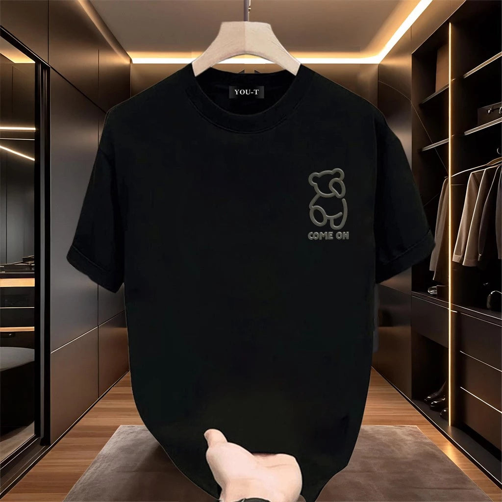 Oversized Fit T-Shirt "COME ON Bear" Men's Cotton Shirt