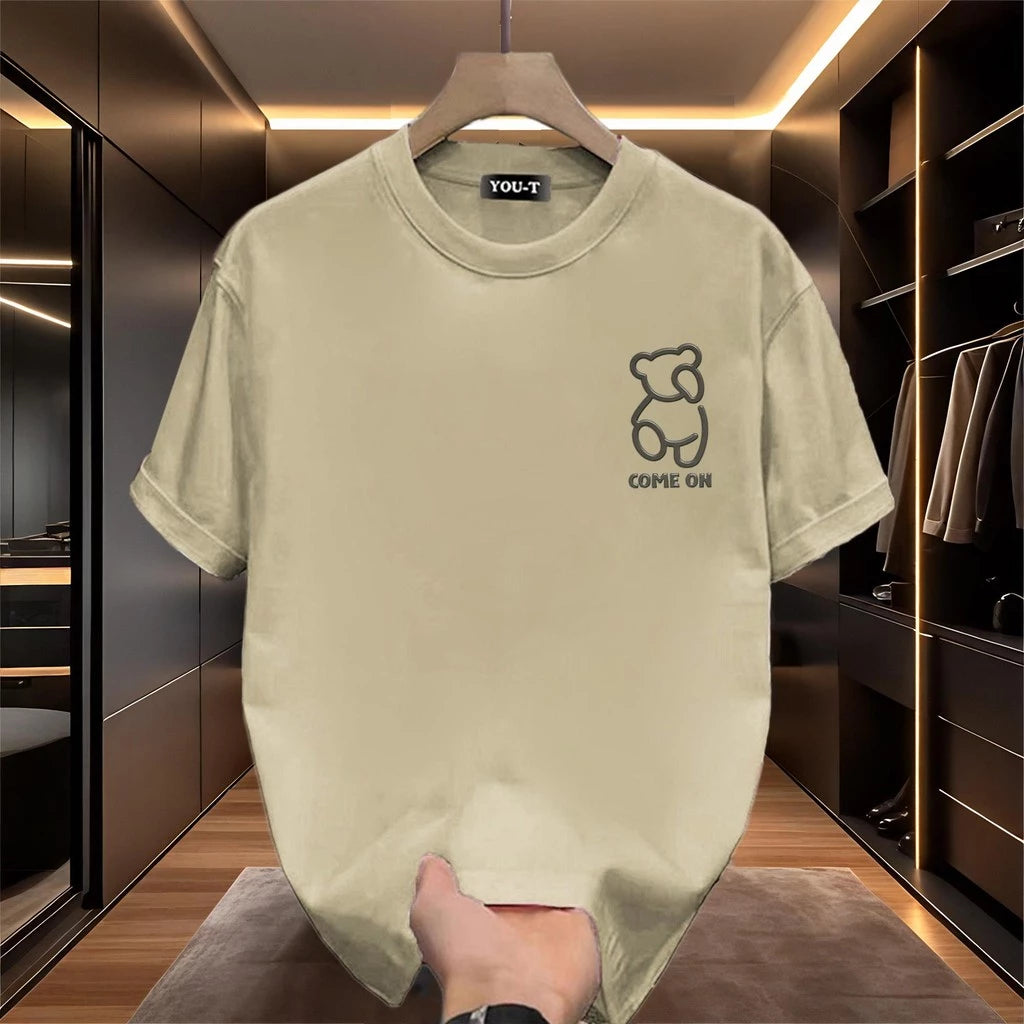 Oversized Fit T-Shirt "COME ON Bear" Men's Cotton Shirt