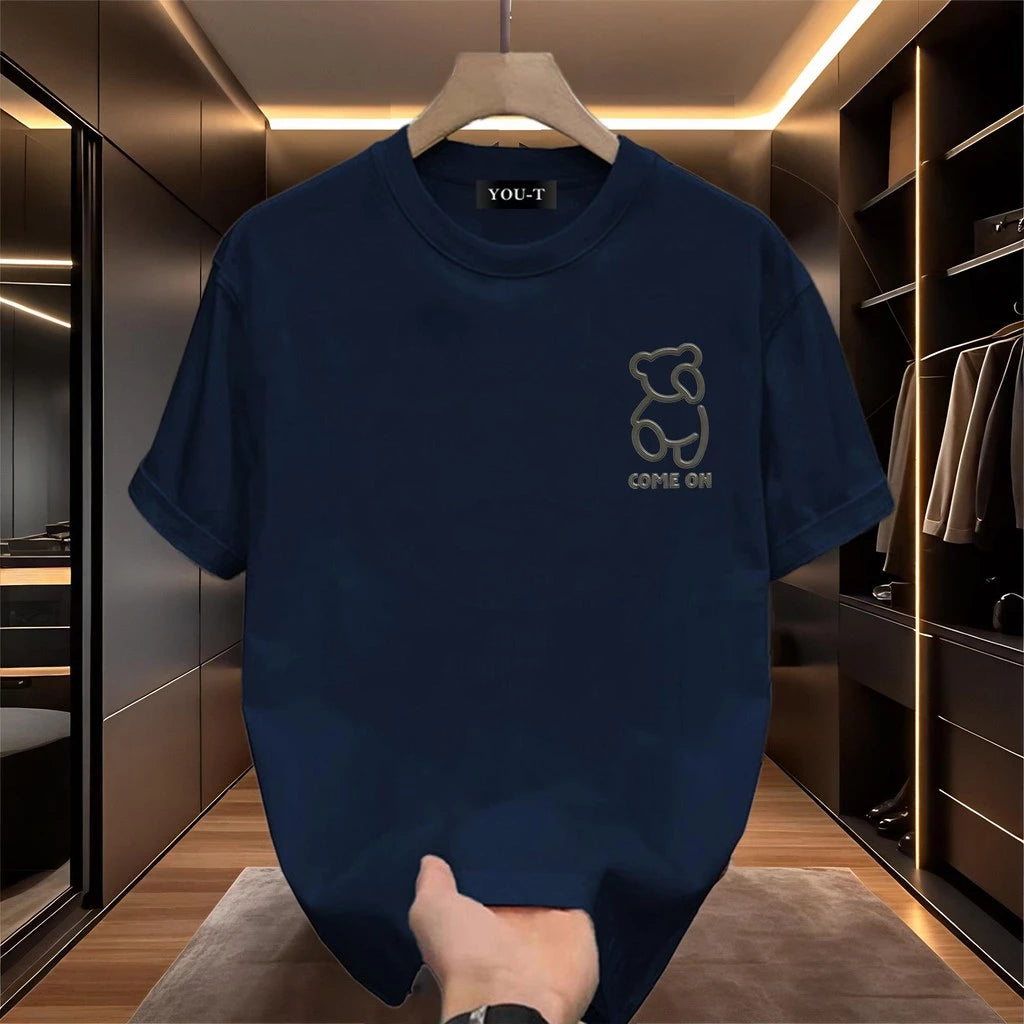 Oversized Fit T-Shirt "COME ON Bear" Men's Cotton Shirt