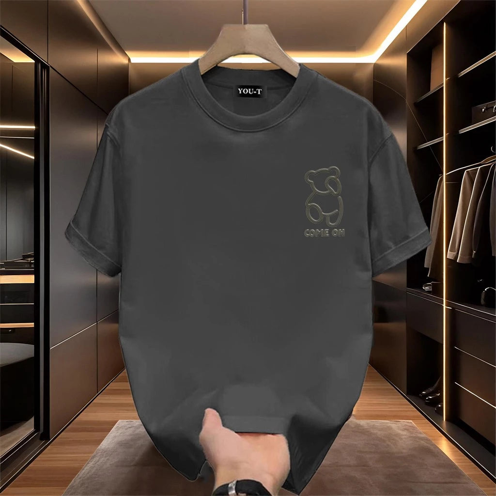 Oversized Fit T-Shirt "COME ON Bear" Men's Cotton Shirt