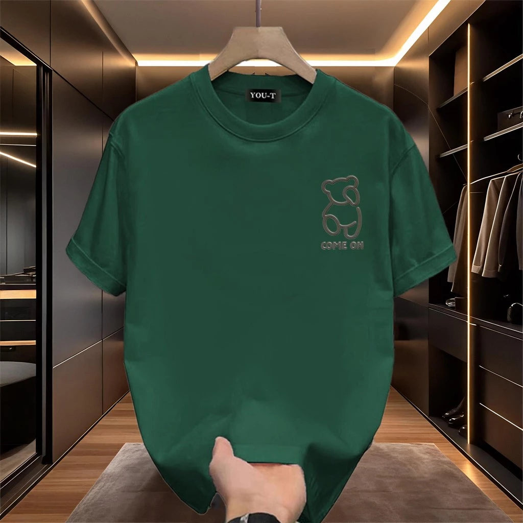 Oversized Fit T-Shirt "COME ON Bear" Men's Cotton Shirt
