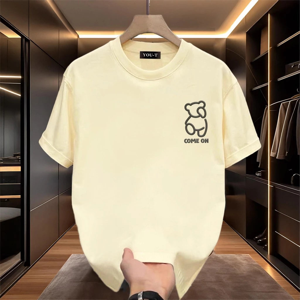 Oversized Fit T-Shirt "COME ON Bear" Men's Cotton Shirt