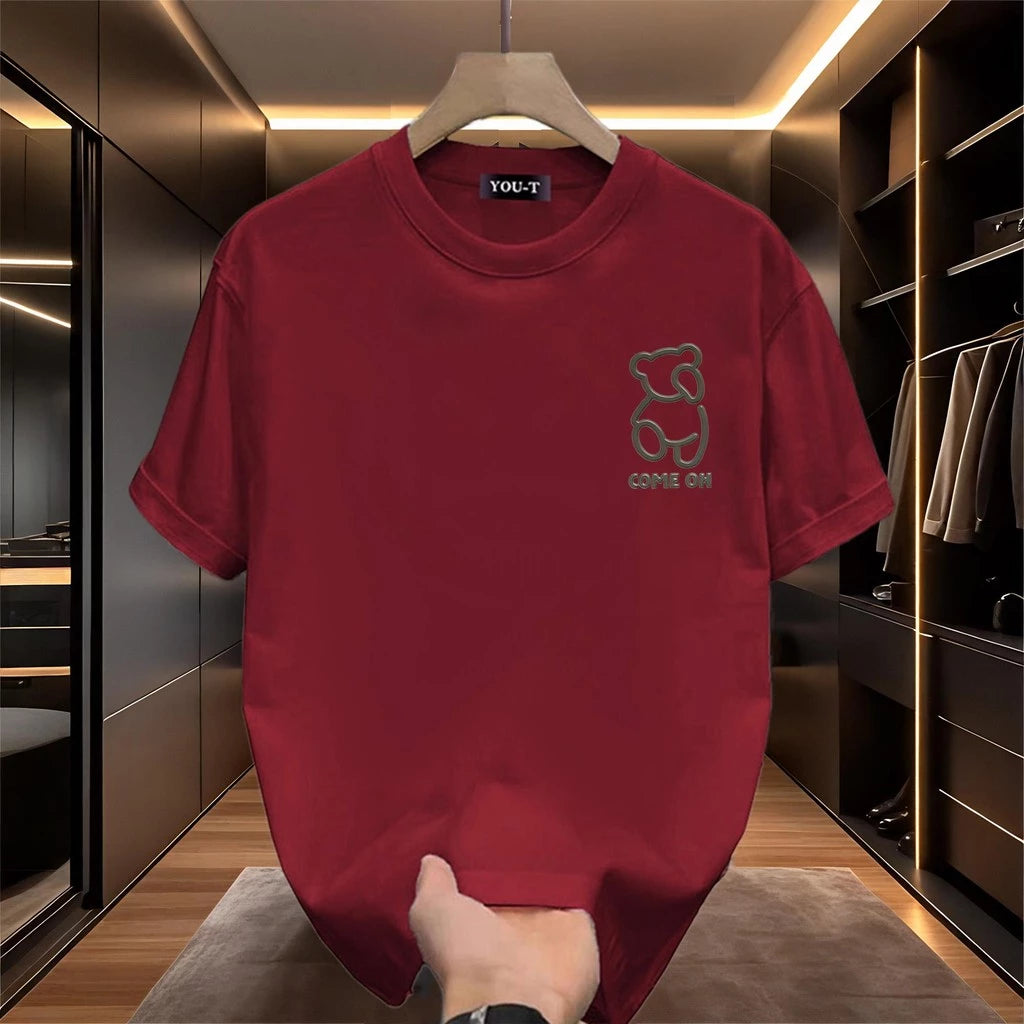 Oversized Fit T-Shirt "COME ON Bear" Men's Cotton Shirt